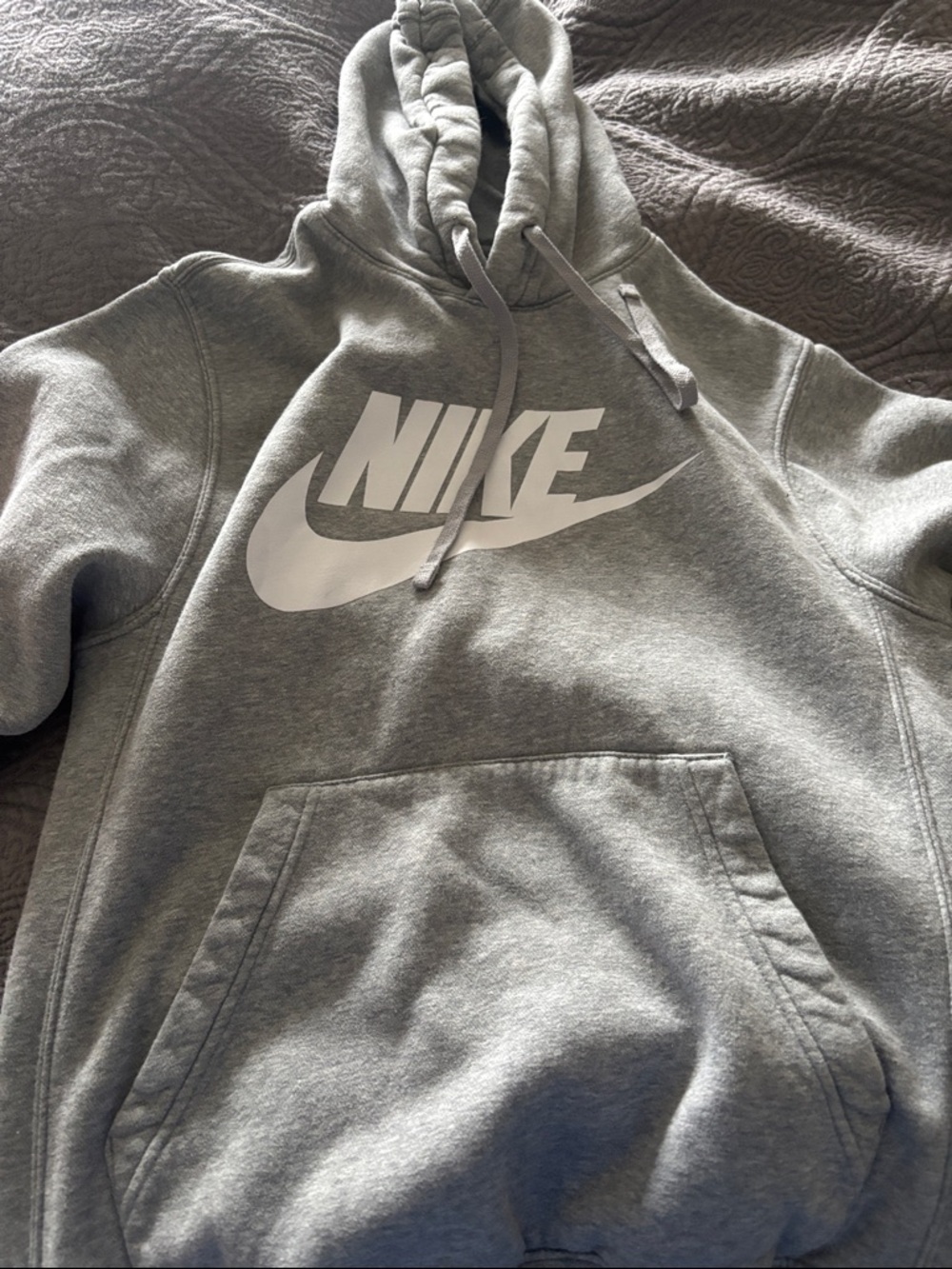 Nike Gray Hoodie with White Swoosh Logo